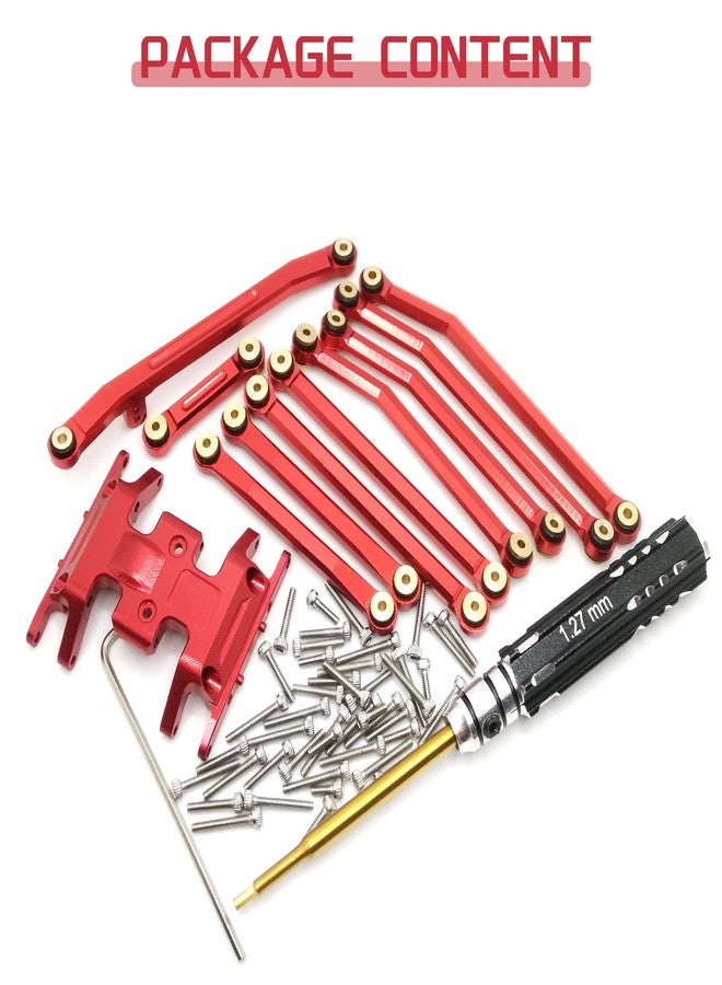 HOPLEX Aluminum High Clearance Chassis Links and Steering Links Set 1.27mm RC Screwdriver for 1/24 Axial SCX24 Bronco AXI00006 C10 AXI00001 Upgrade Parts(Red) - Image 2